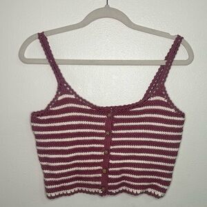 Ghanda crochet striped button tank top